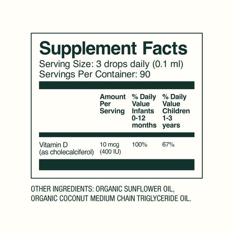 Bobbie Organic Baby Vitamin D Drops, Immune Health, 400 IU, 0.3 fl oz