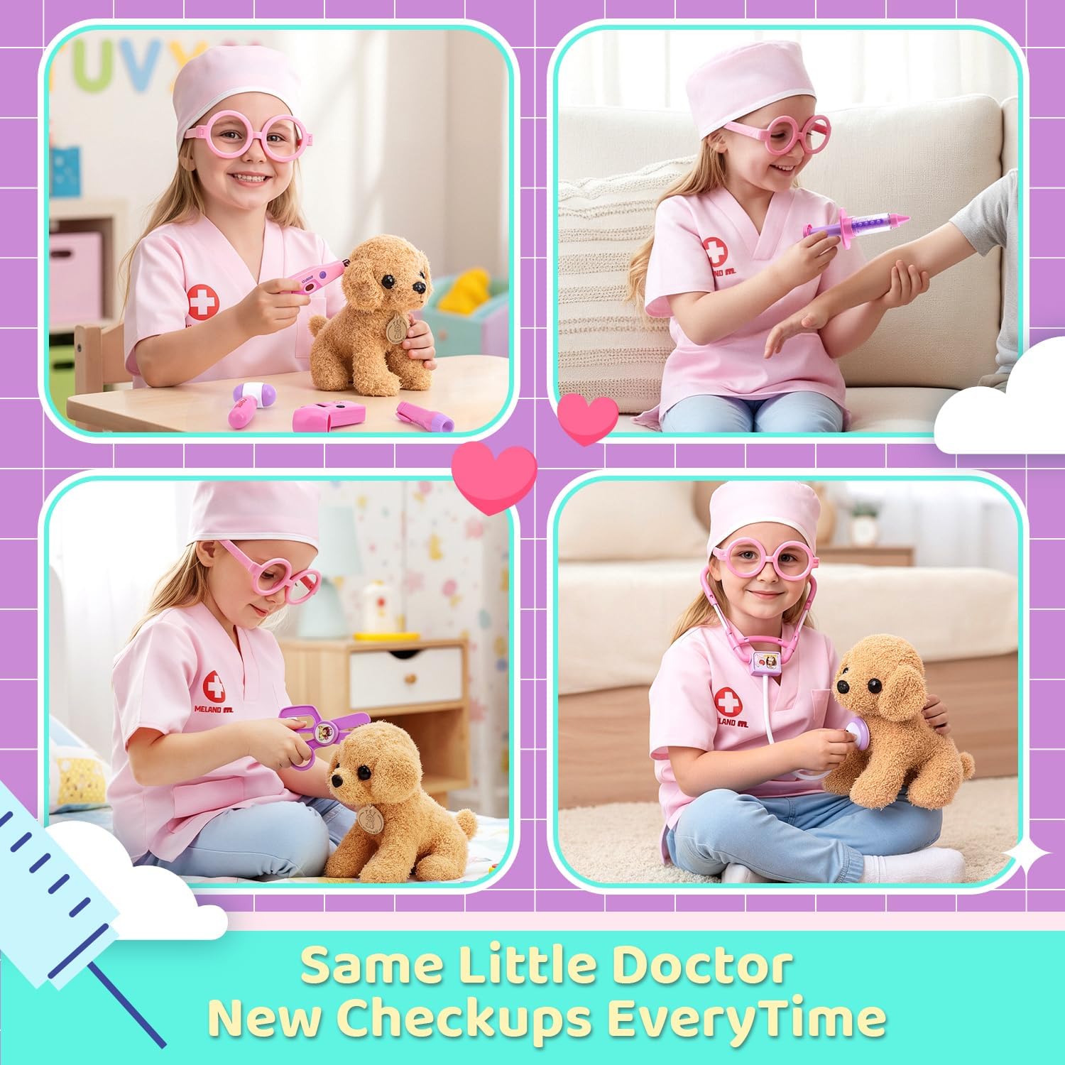 Meland Doctor Kit with Puppy for Kids, Pretend Play Toy Gift for Ages 3–6