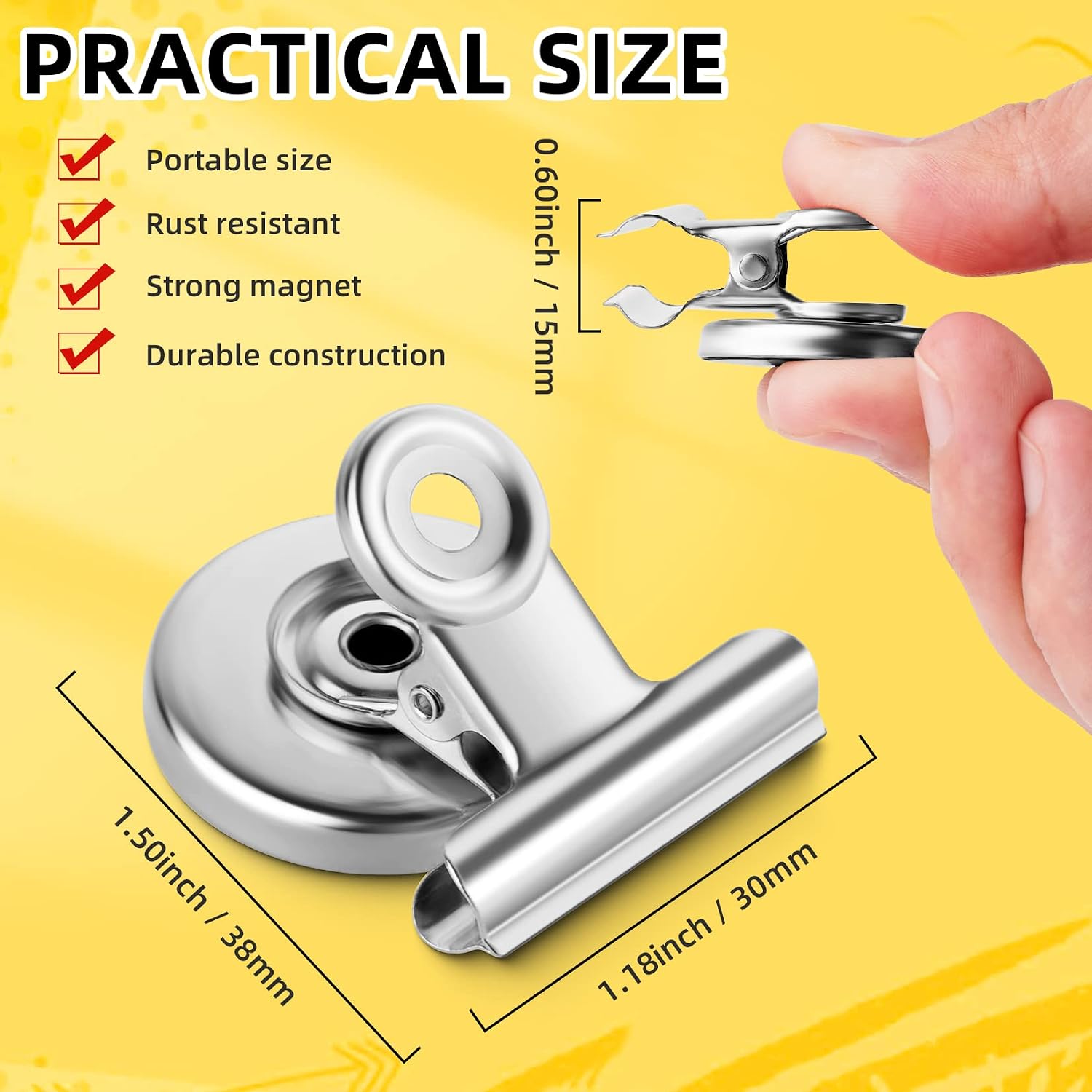 Grtard 40 Pack Magnetic Clips Heavy Duty, Silver Magnet Clips for Fridge
