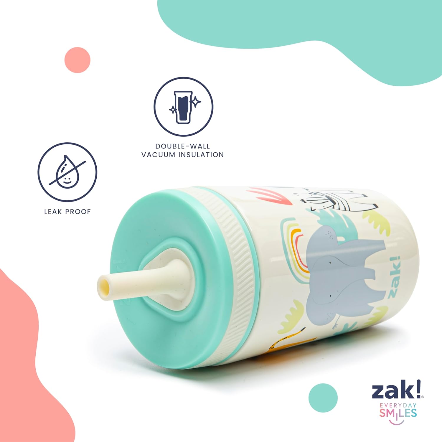 Zak Designs Bluey Kelso 12oz Stainless Steel Leak-Proof Toddler Straw Cup