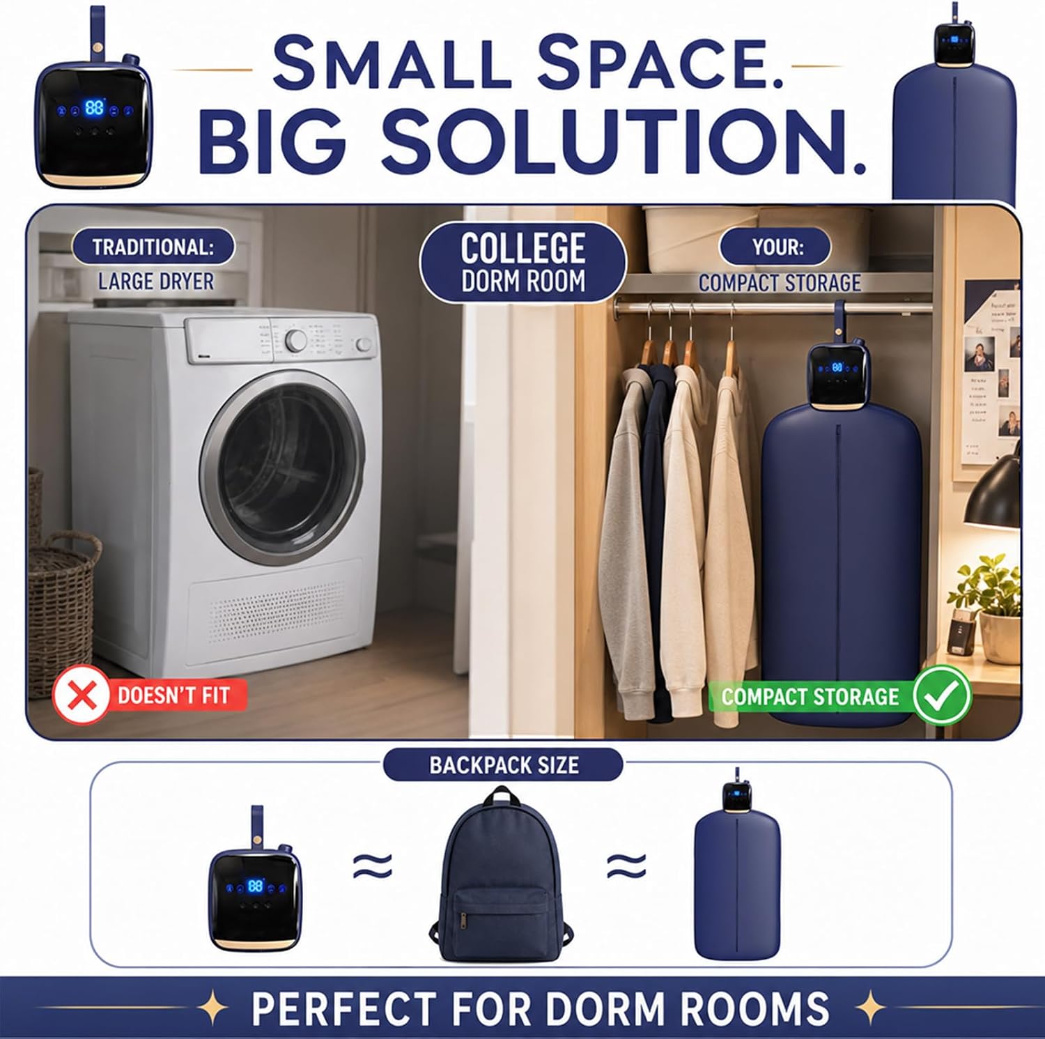 Portable Clothes Dryer, Compact Mini Electric Travel Dryer