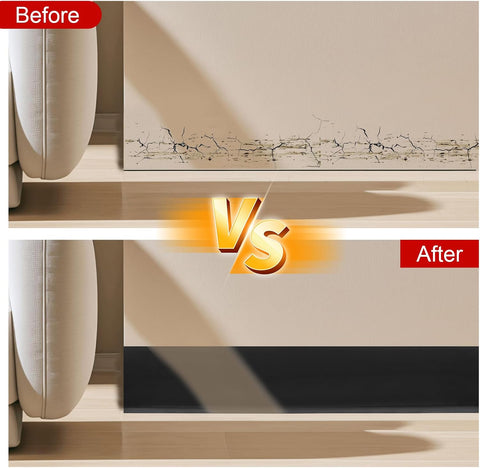 Storystore Wall Baseboard Trim 4 Inch x 20 Feet, Flexible Self-Adhesive Rubber Baseboard for Walls, Peel and Stick Wall Molding Trim
