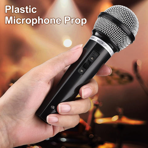 Facmogu 8PCS Fake Microphone Prop - Realistic Plastic Mic Set, Black