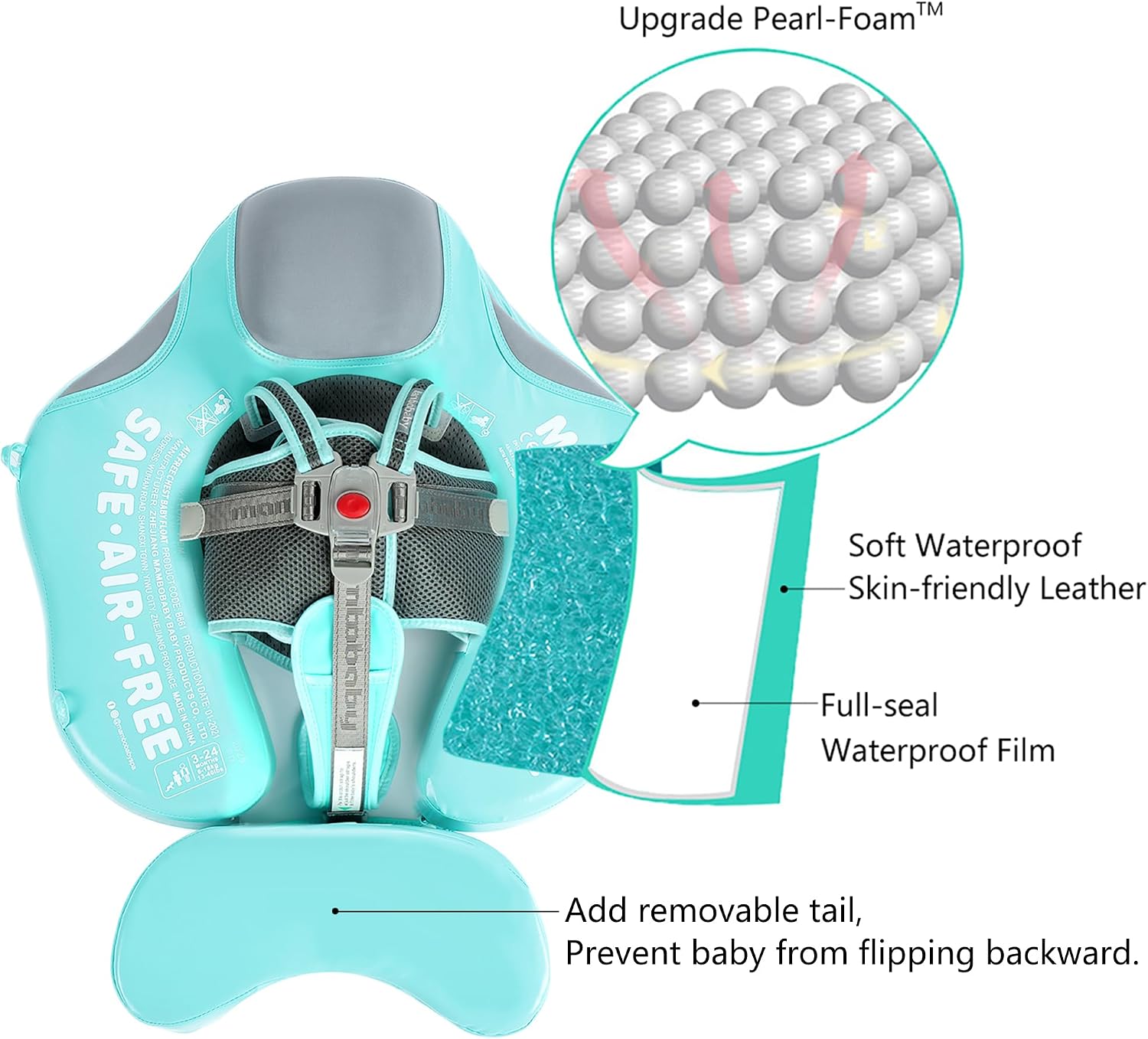 Mambobaby Float with Canopy, UPF 50+ Baby Swim Float