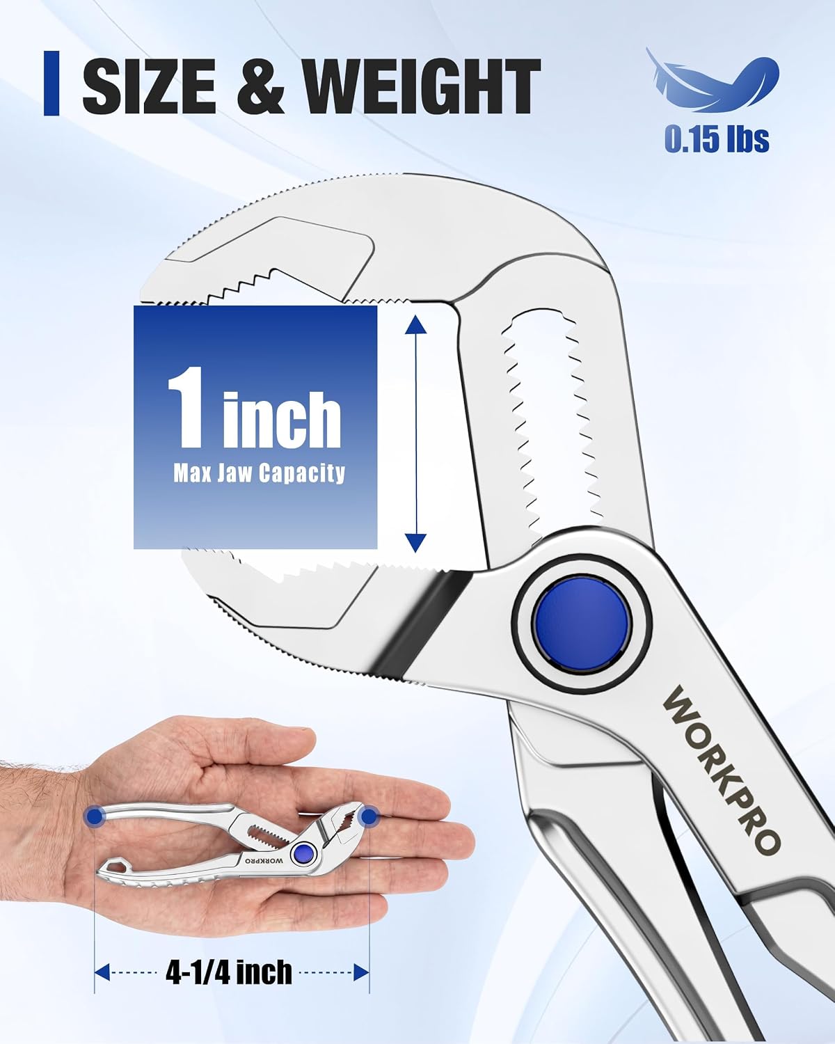 WORKPRO Mini Water Pump Pliers, 4-Inch Groove Joint Pliers for Tight Spaces