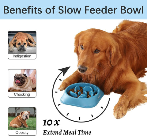 MateeyLife 2-Pack Slow Feeder Dog Bowls, 2 Cups, Dog Puzzle Feeder Bowl