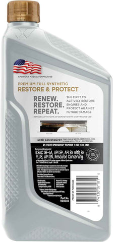 Valvoline Restore & Protect Full Synthetic 5W-20 Motor Oil 1 QT, Case of 6