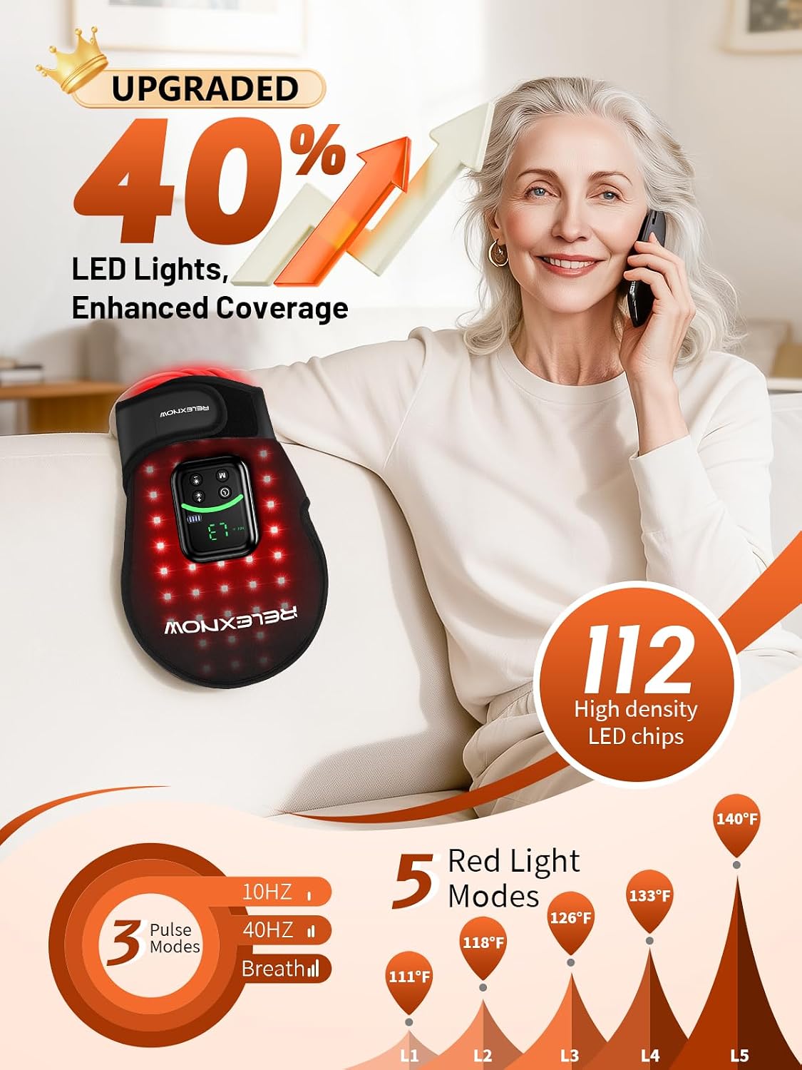 Red Light Therapy Glove for Hand, FSA&HSA, 5 Modes 5000mAh Controller
