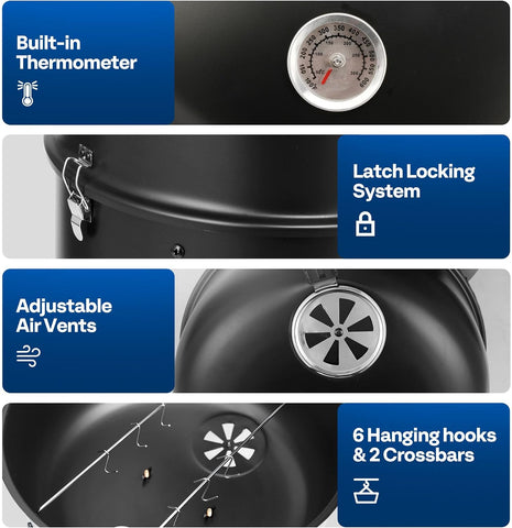 VIVOHOME 3-in-1 Vertical Charcoal Smoker
