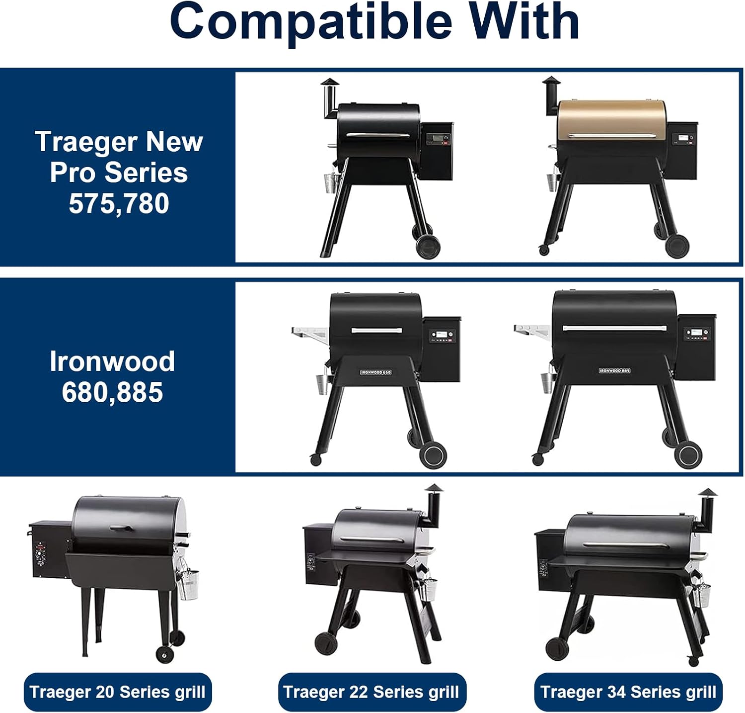 30 Pack BAC407 Grease Bucket Liner for Traeger Grills,Drip Liner Drip Pan for HDW152 Grease Bucket Traeger Pro Series 575/780, 20/22/34, Ironwood 650/885 Grills
