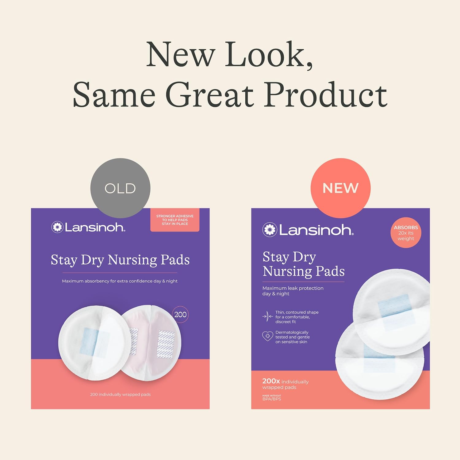 Lansinoh Stay Dry Disposable Nursing Pads, 200 Count
