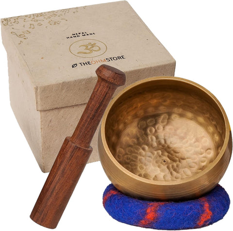 Handcrafted Tibetan Singing Bowl Gift Set – 3.5” Sound Bowl for Meditation, Sound Healing & Yoga – Mindfullness Christmas Gift – Authentic Hand-Hammered in Nepal - The Ohm Store