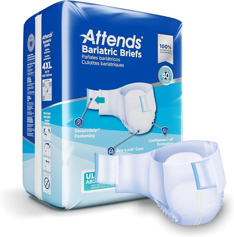 Attends Bariatric Incontinence Briefs, 4X-Large, Ultimate Absorbency, 32 Ct