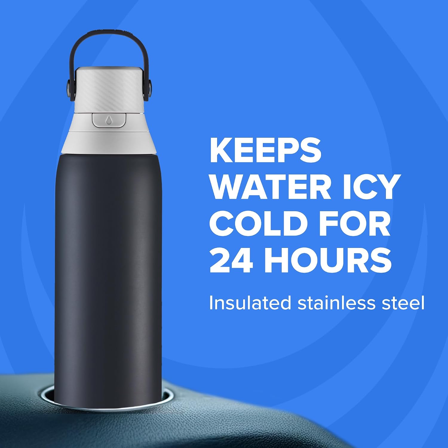Brita Stainless Steel Premium Filtering Water Bottle, BPA-Free, Reusable, Insulated, Replaces 300 Plastic Water Bottles, Filter Lasts 2 Months or 40 Gallons, Includes 1 Filter, Carbon - 20 oz