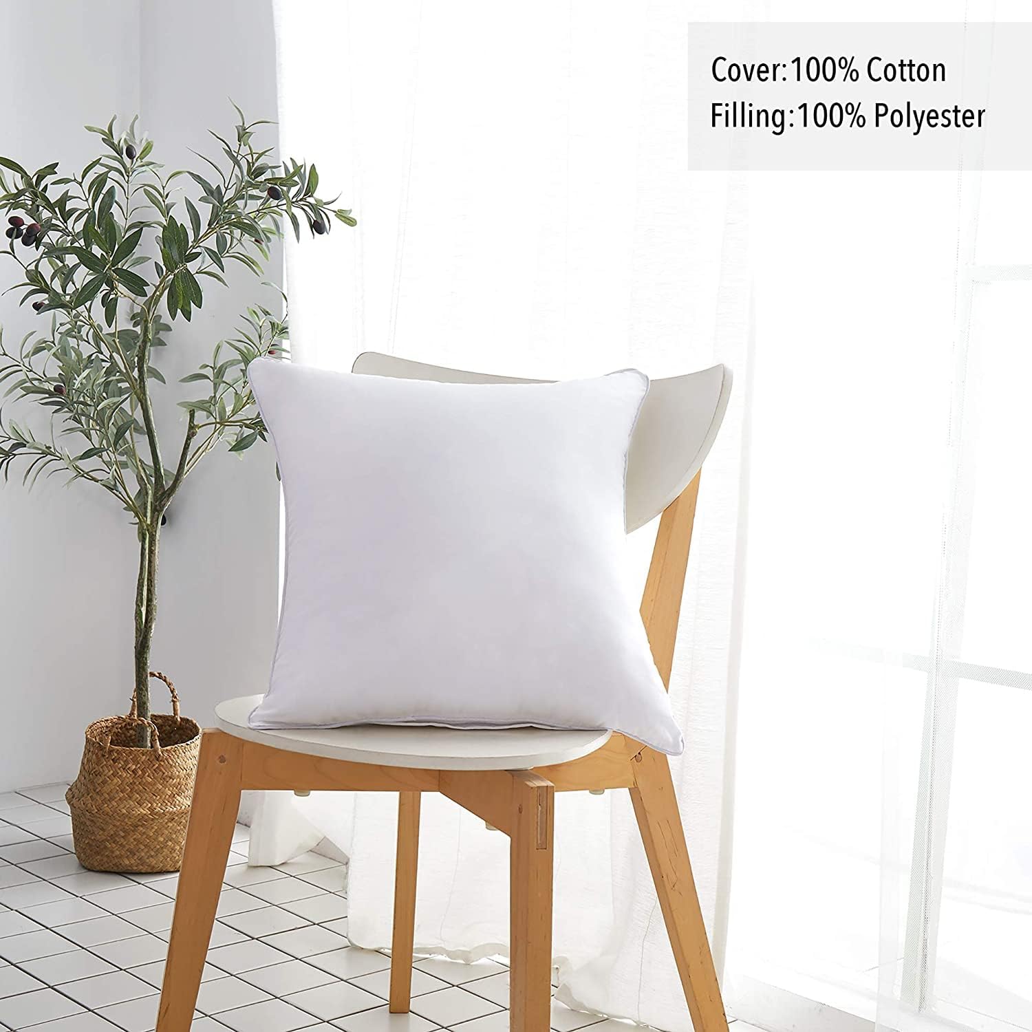 Leeden 14x36 Lumbar Throw Pillow Inserts Set of 1-100% Cotton Cover