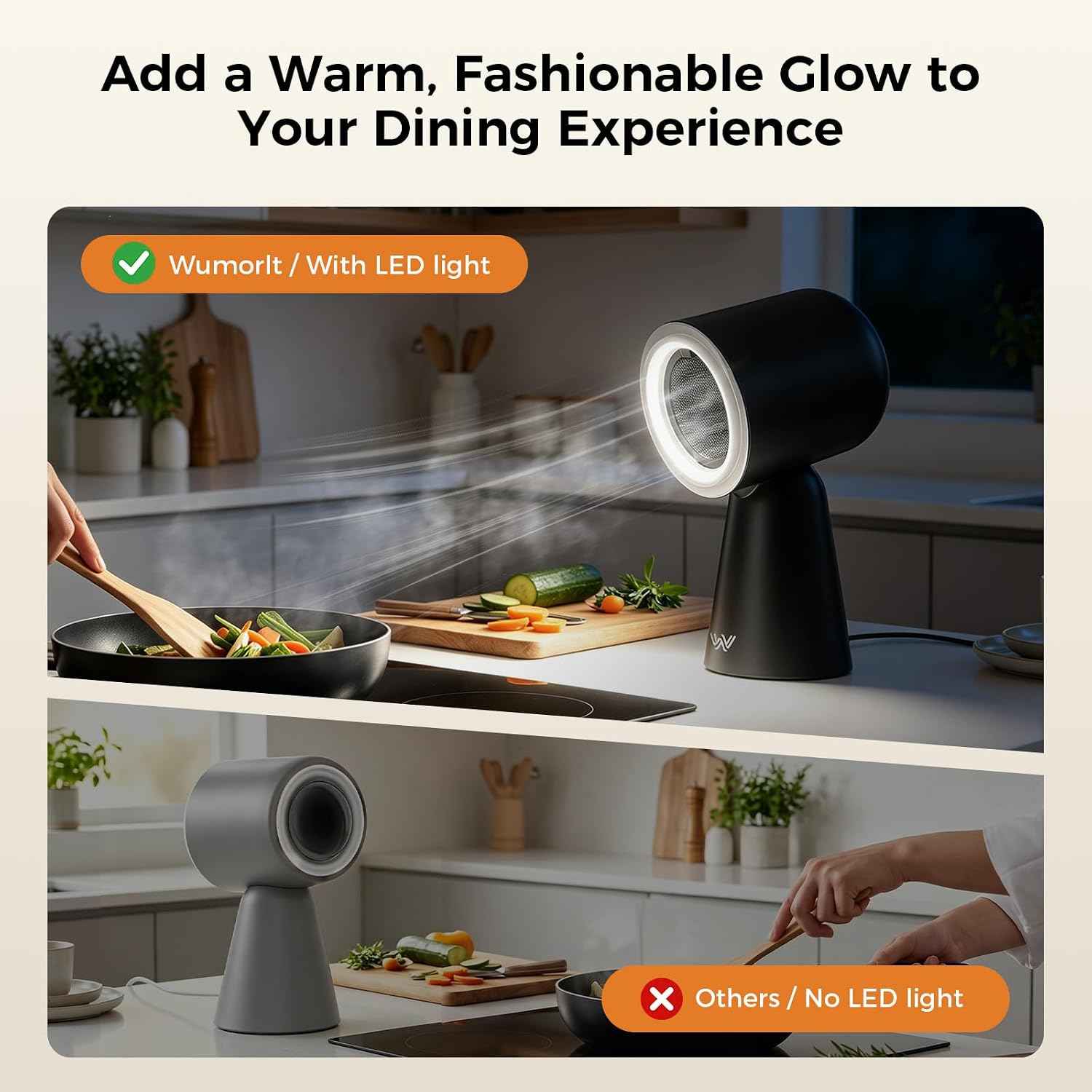 Portable Range Hood with Light, Desktop Kitchen Exhaust Fan with Water Washing Self-Cleaning Mode, 12° Adjustable Head, 3-Speed, Low Noise, Ideal for Apartment, RV, Indoor Hot Pot and BBQ (Black)