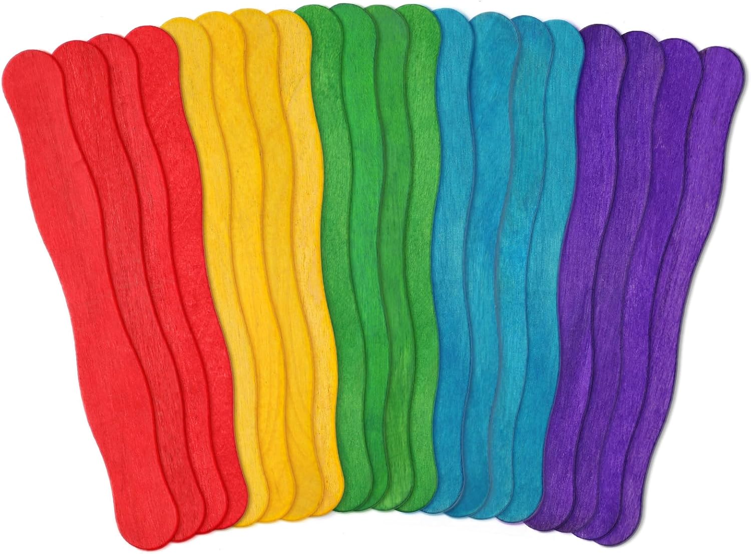 WISYOK 8 Inch 50Pcs Jumbo Craft Sticks, Wavy, Rainbow