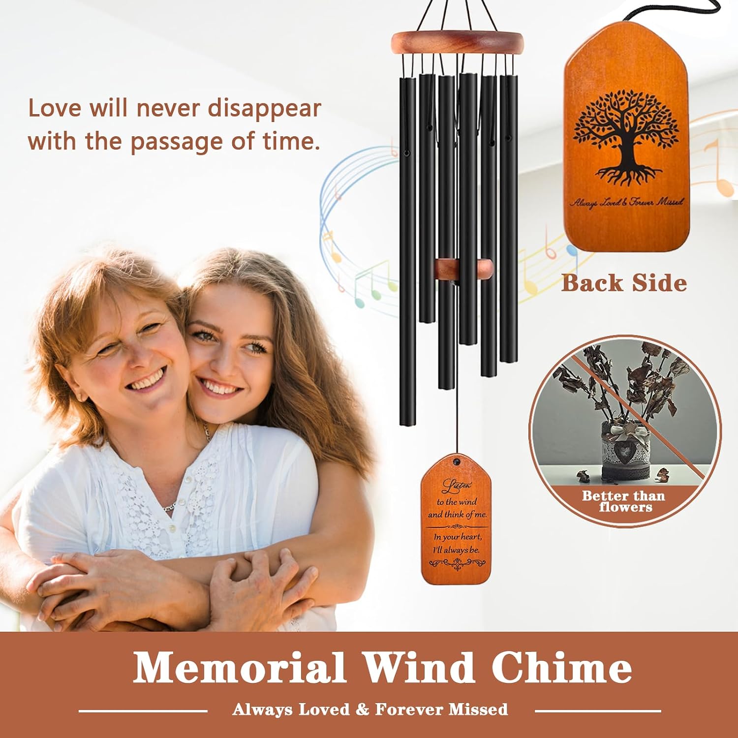 Memorial Wind Chimes for Loss of Loved One, Condolence Gift Basket for Loss