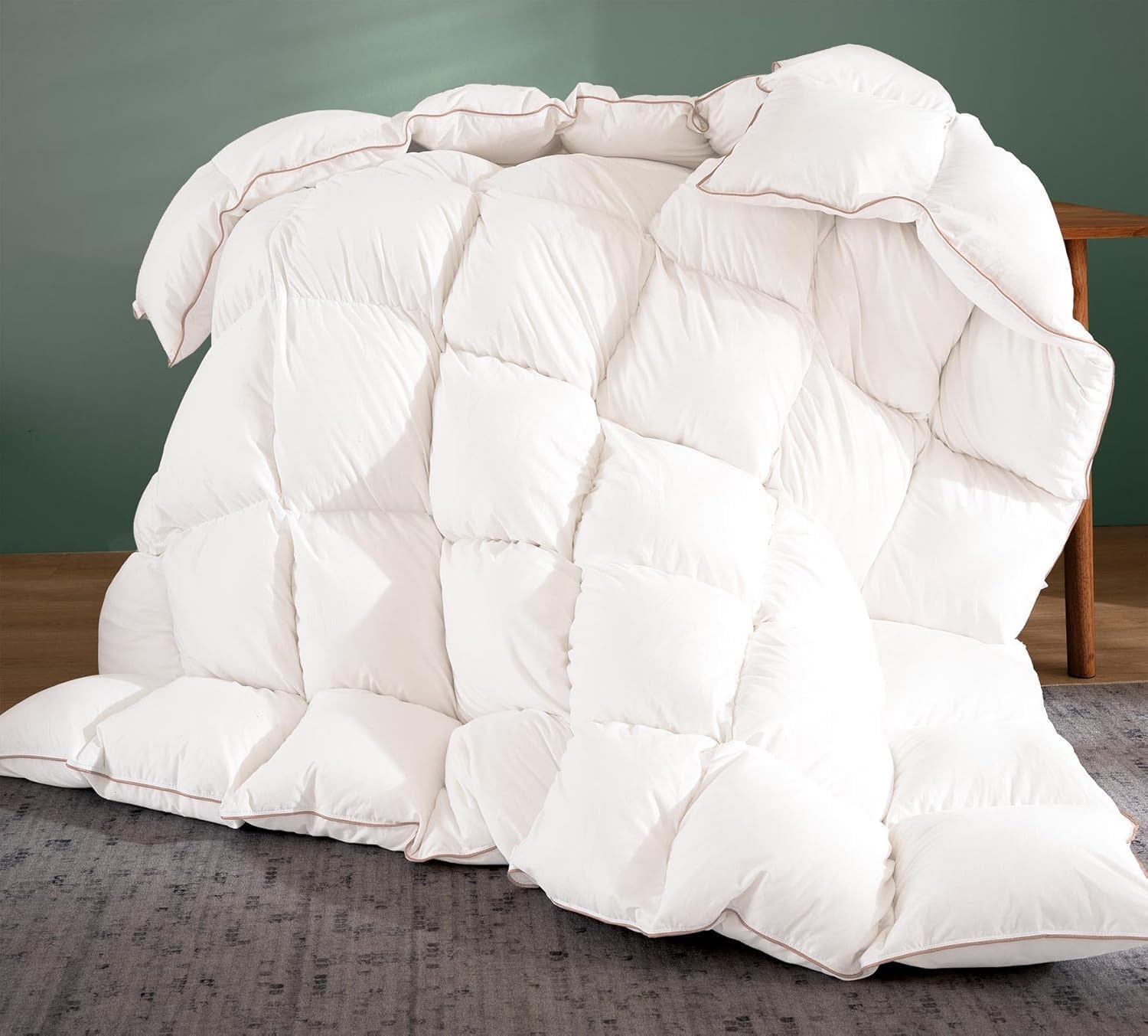 Feather Down Fiber Comforter King Size,100% Cotton Duvet Insert
