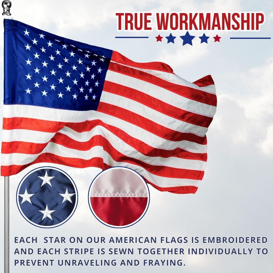 10x15 Ft American Flag Heavy Duty Nylon US Flag with Embroidered Stars