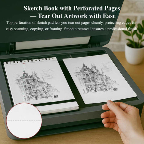 Ankkol Spiral Sketchbook 5x7, Small Sketch Book Hard Cover -100 Sheets, 68lb/100gsm Mini Drawing Pad Paper, Lay-Flat Mini Travel Sketchbook & Stocking Stuffer for Artist and Sketching Supplies.