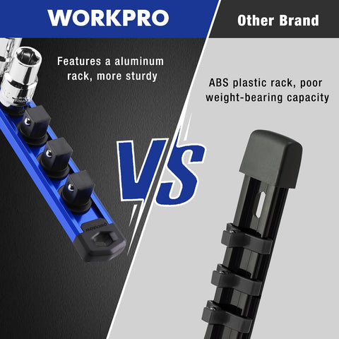 WORKPRO Magnetic Socket Organizer, Heavy Duty 3/8-Inch Drive Socket Rail