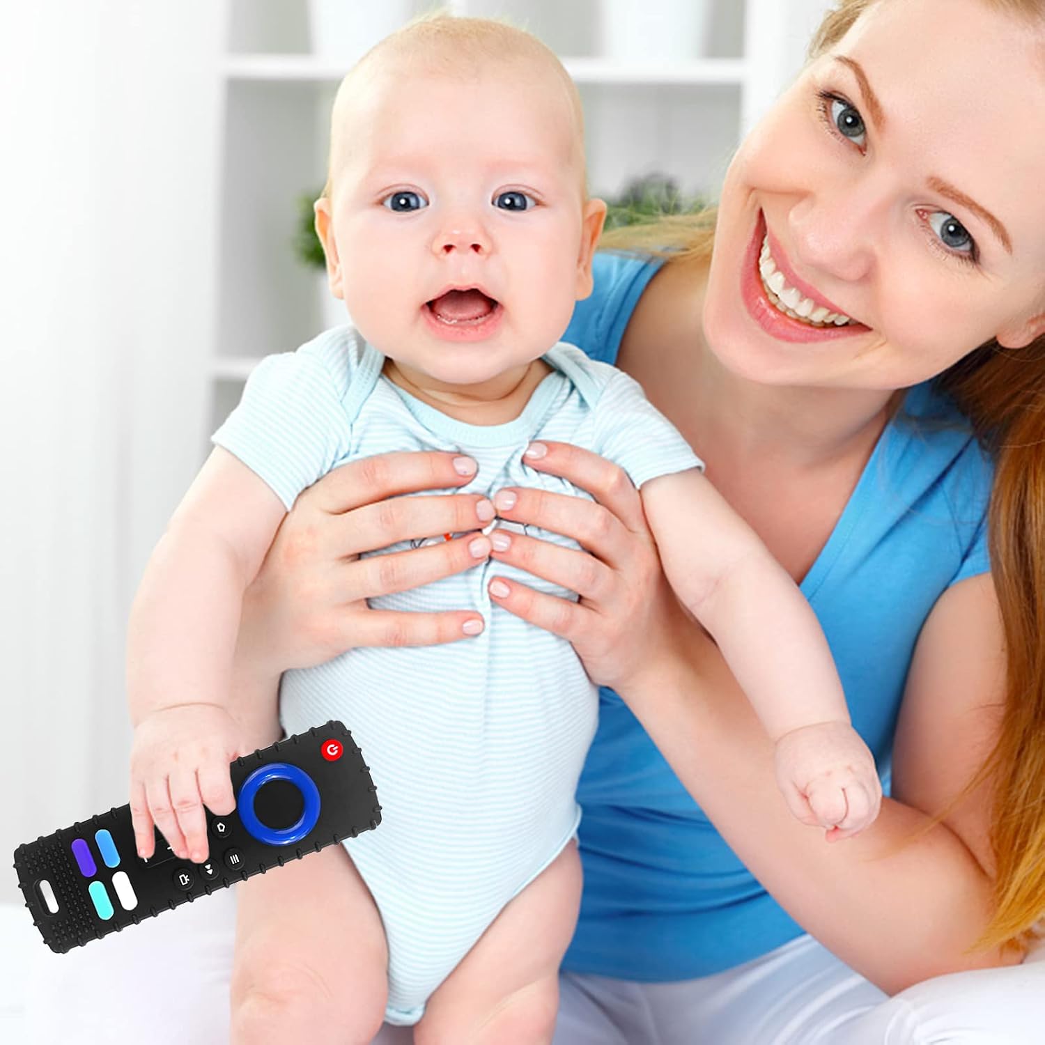 YAPROMO 2Pcs Baby Teething Toys - TV Remote Control Shaped Teethers for 3-18 Babies, Food-Grade Remote Teethers, BPA-Free