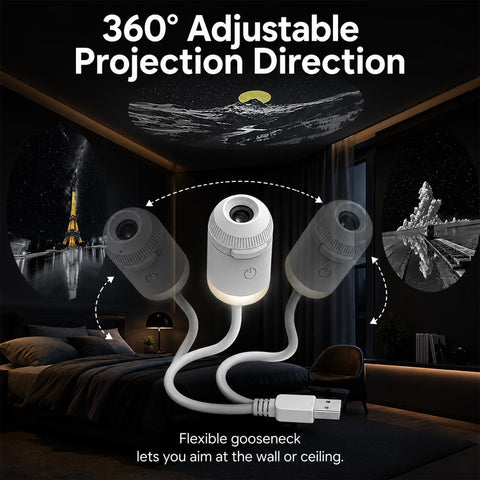 Galaxy Star Night Light Projector, 2-in-1 Portable with 12 Projection Films, 360° Adjustable Control Eye‑Caring LED Night Light for Kids Adults Bedroom Home Ceiling Car Decor Gift