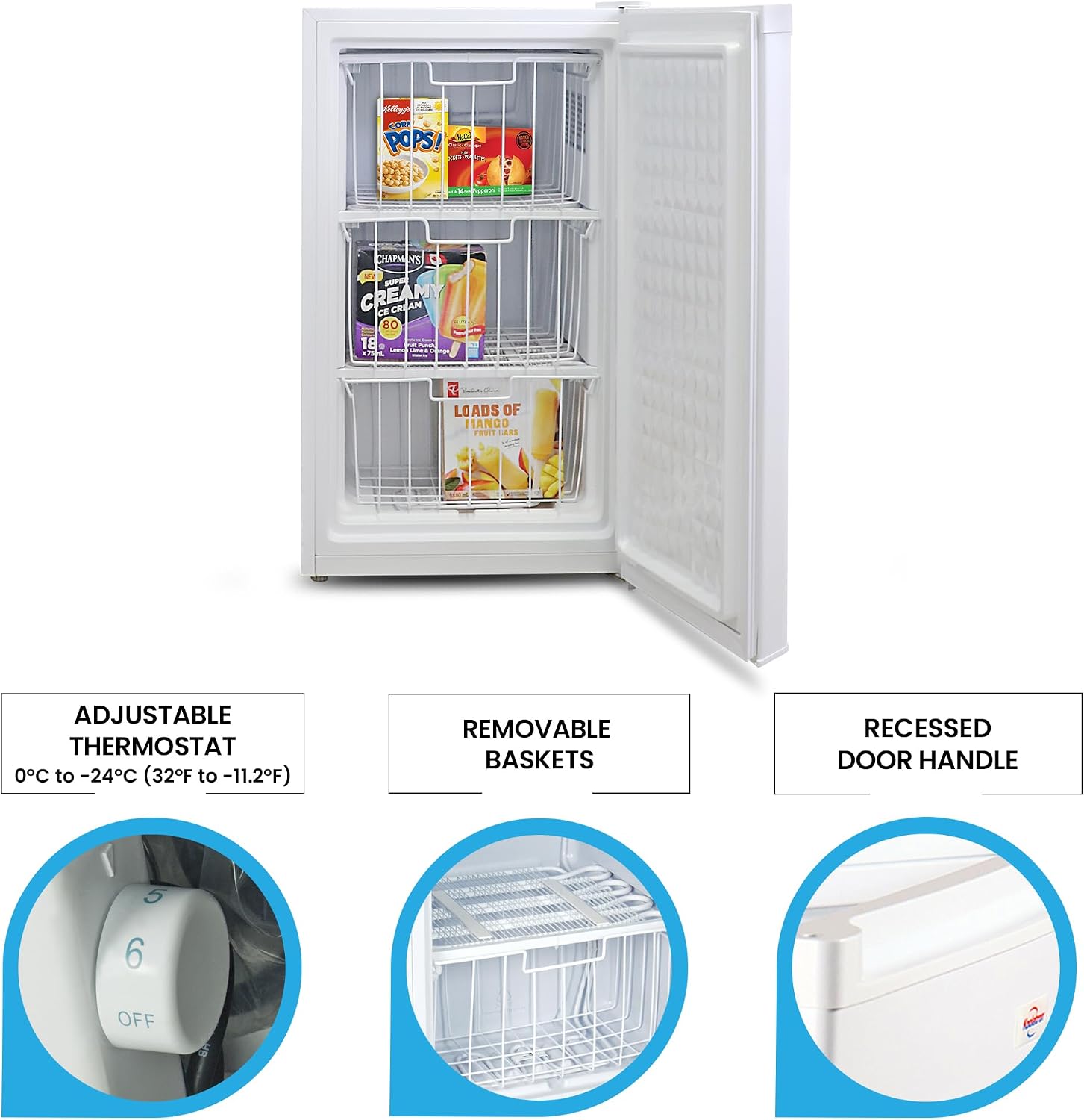 Koolatron 3.1 cu ft Compact Upright Freezer, 88 L, White