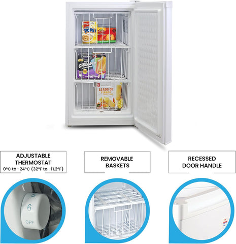 Koolatron 3.1 cu ft Compact Upright Freezer, 88 L, White