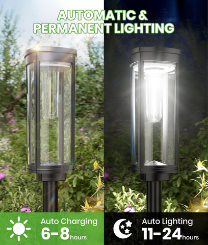 BITPOTT Solar Landscape Lights, 6 Pack, Cool White, IP65