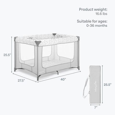Dream On Me Zodiak Portable Playard, Compact for Travel, Carry Bag, C Grey