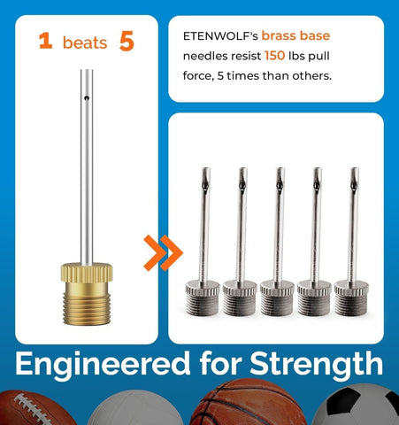 ETENWOLF 12 Pack Brass Ball Pump Needles, No Break Heavy Duty Needles