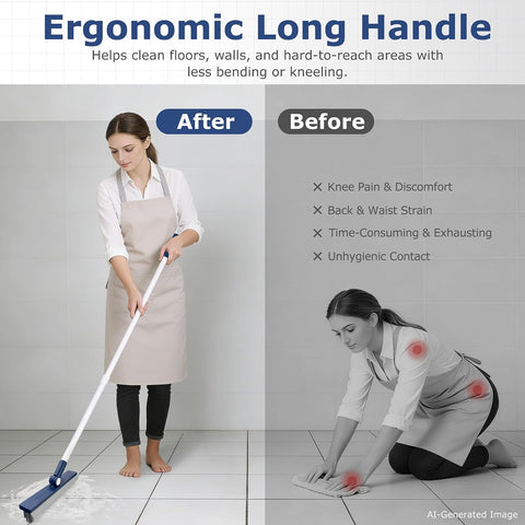 IVYROLL Grout Brush with Long Handle, V-Shaped Bristles, Tile Floor Cleaner
