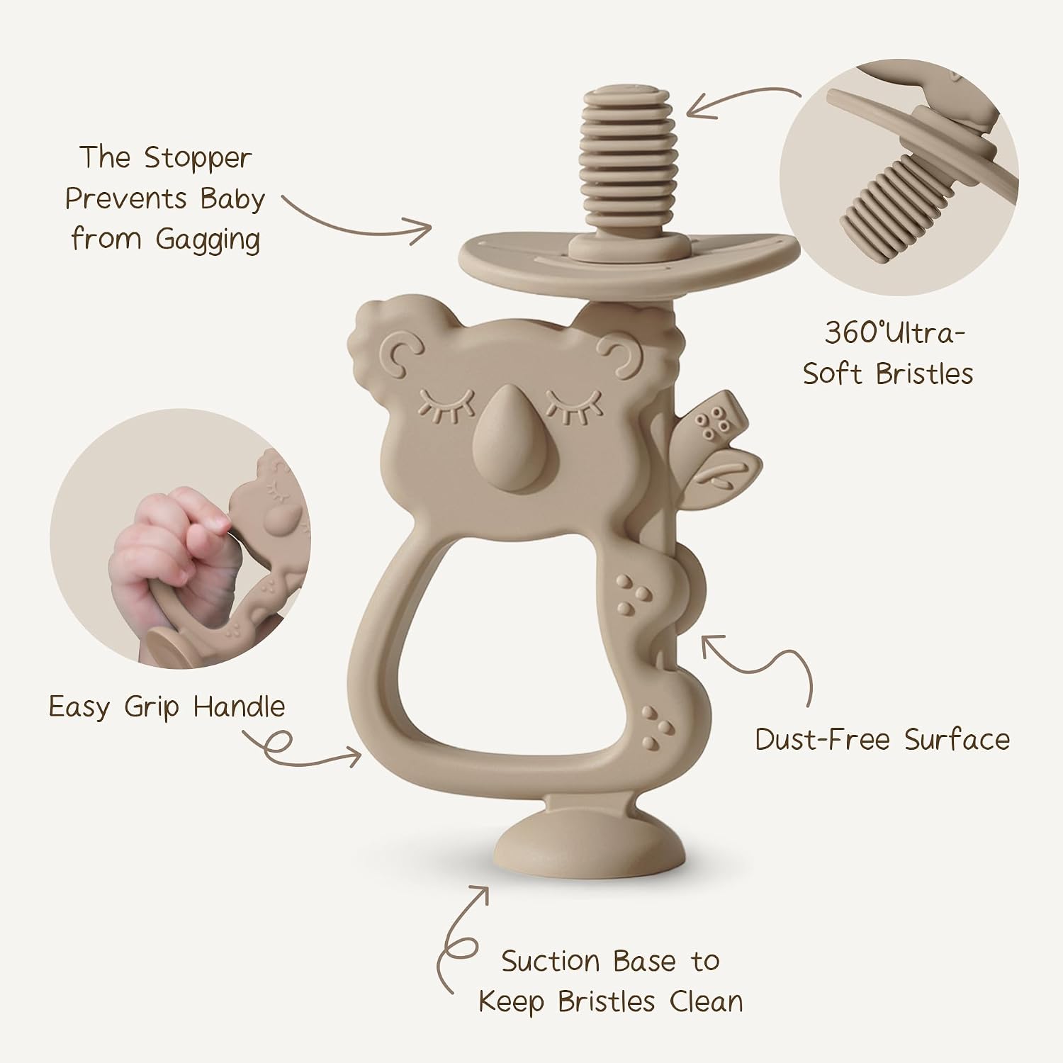 Moonkie Koala Baby Teether & 360° Silicone Toothbrush, Teething Toy, 3M+
