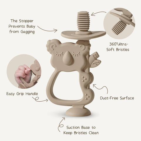 Moonkie Koala Baby Teether & 360° Silicone Toothbrush, Teething Toy, 3M+