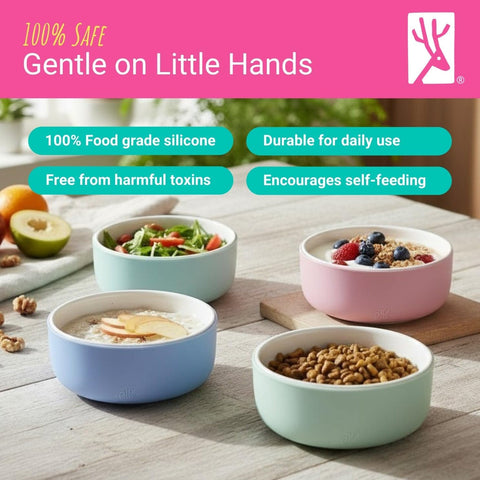 Elk and Friends Kids/Toddler Porcelain Bowls + Silicone Sleeves | 4pk