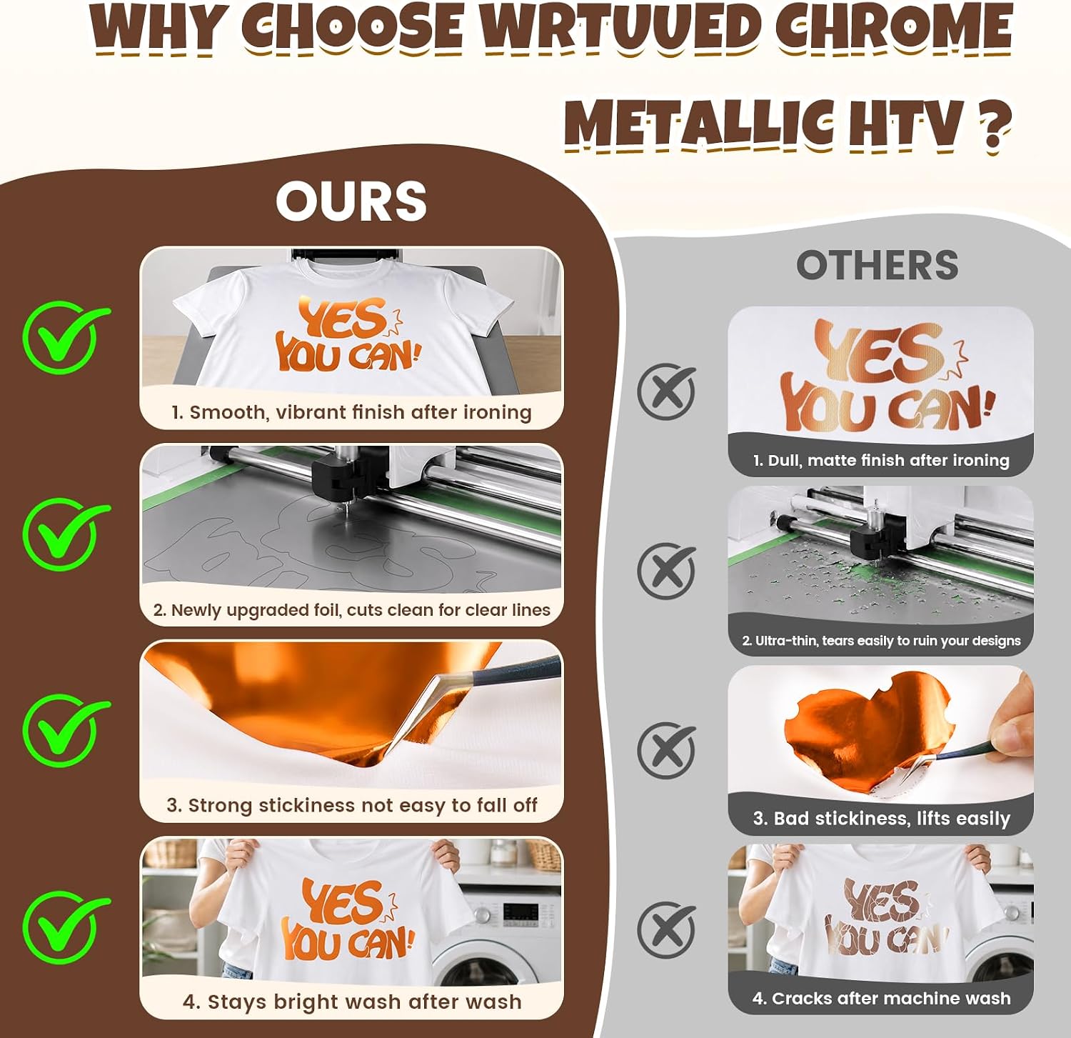 Orange Soft Metallic Foil Iron On Vinyl Roll, 12" x 5ft Heat Transfer Vinyl