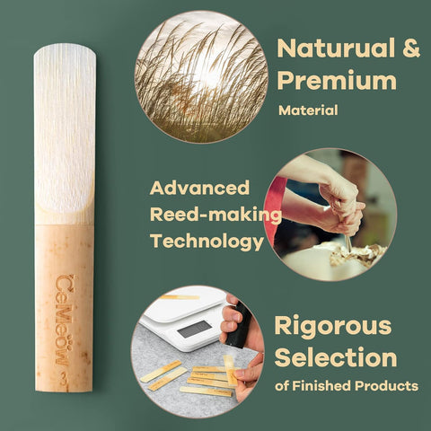 Clarinet Reeds 3.0, CeMeow Traditional Reeds for Clarinet Beginner 10Pack with Plastic Box, Thinner Reed Tip Advanced Cutting Technology for Clarinet Beginner and Player