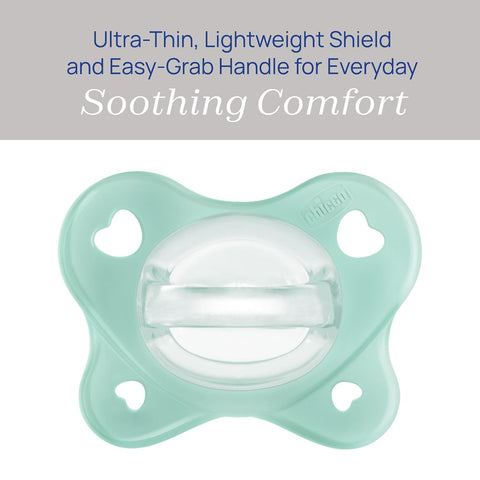 Chicco Dual Soft Orthodontic Pacifier One-Piece Silicone, 0-2m, 2-Pack