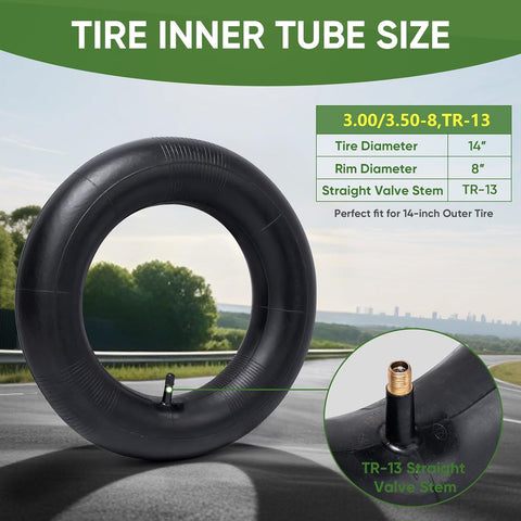 TICONN 3.00/3.50-8 Inner Tube, 2 Pack Inner Tire Tube for Wheelbarrow Tires, Replacement Tube with TR-13 Straight Valve Stem for Wheelbarrows, Wagons, Hand Trucks, Generators
