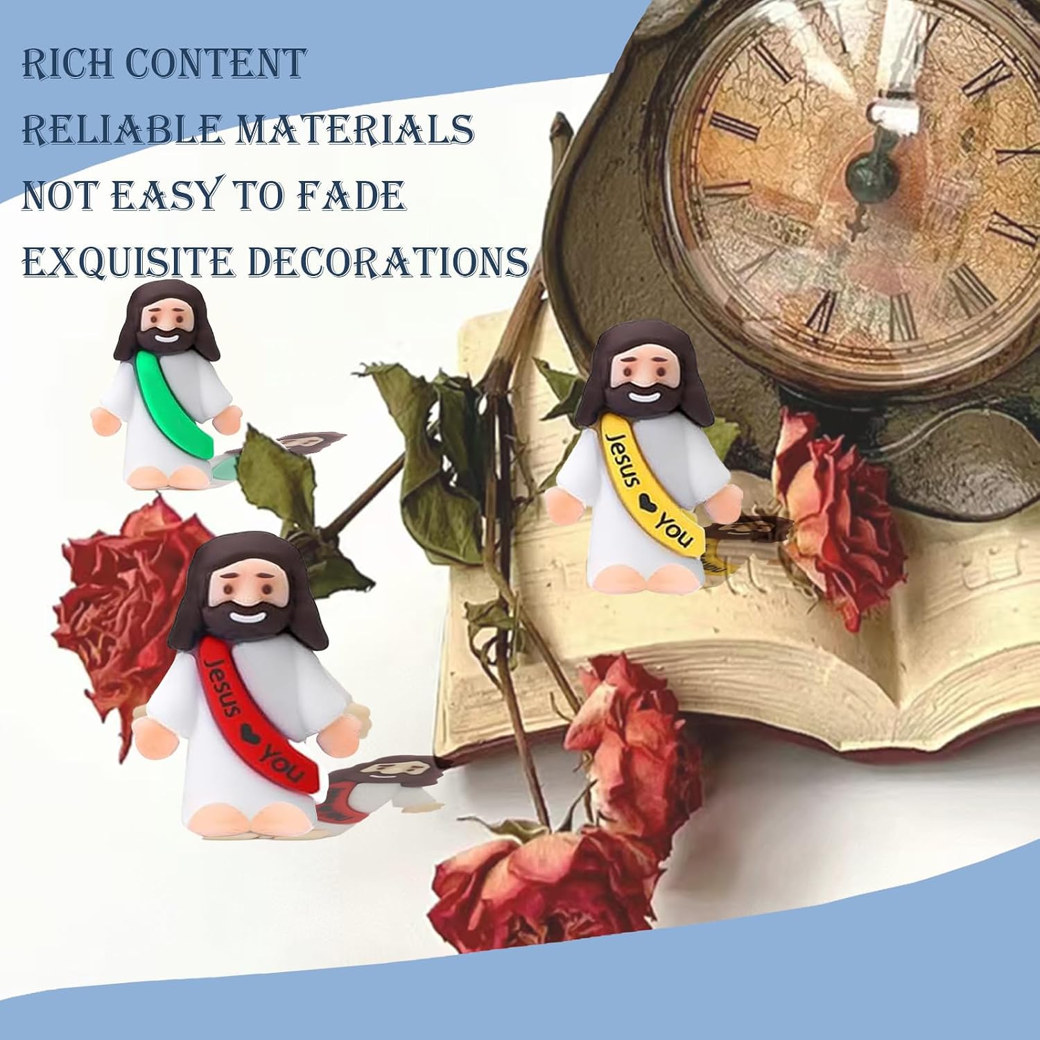 AKFAHOIF 30PCS Little Jesus Figures, Mini Jesus Figurines in Bulk, Multicolor Tiny Jesus Figures, Miniature Figurines to Hide and Seek Religious Gifts for Easter Egg Stuffers