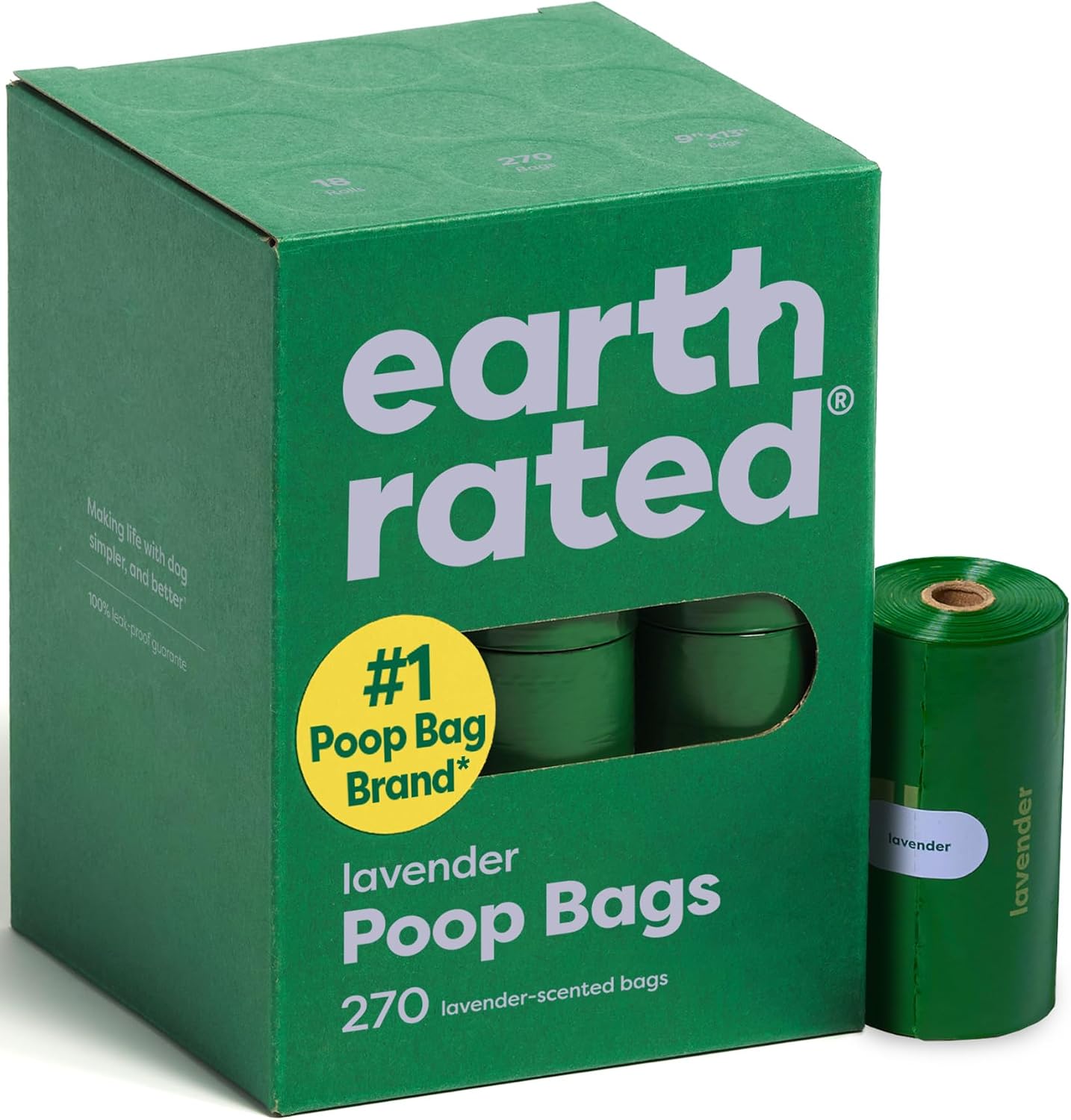 Earth Rated Dog Poop Bags on Refill Rolls, 270 Bags, Lavender