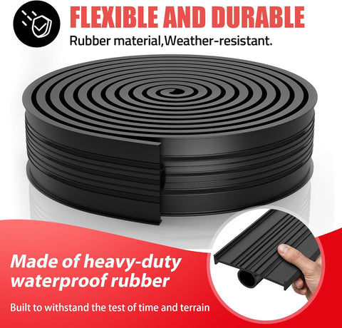Jin&Bao Garage Door Bottom Rubber Seal 5/16" T-End 10FT & 2 End Plugs Black
