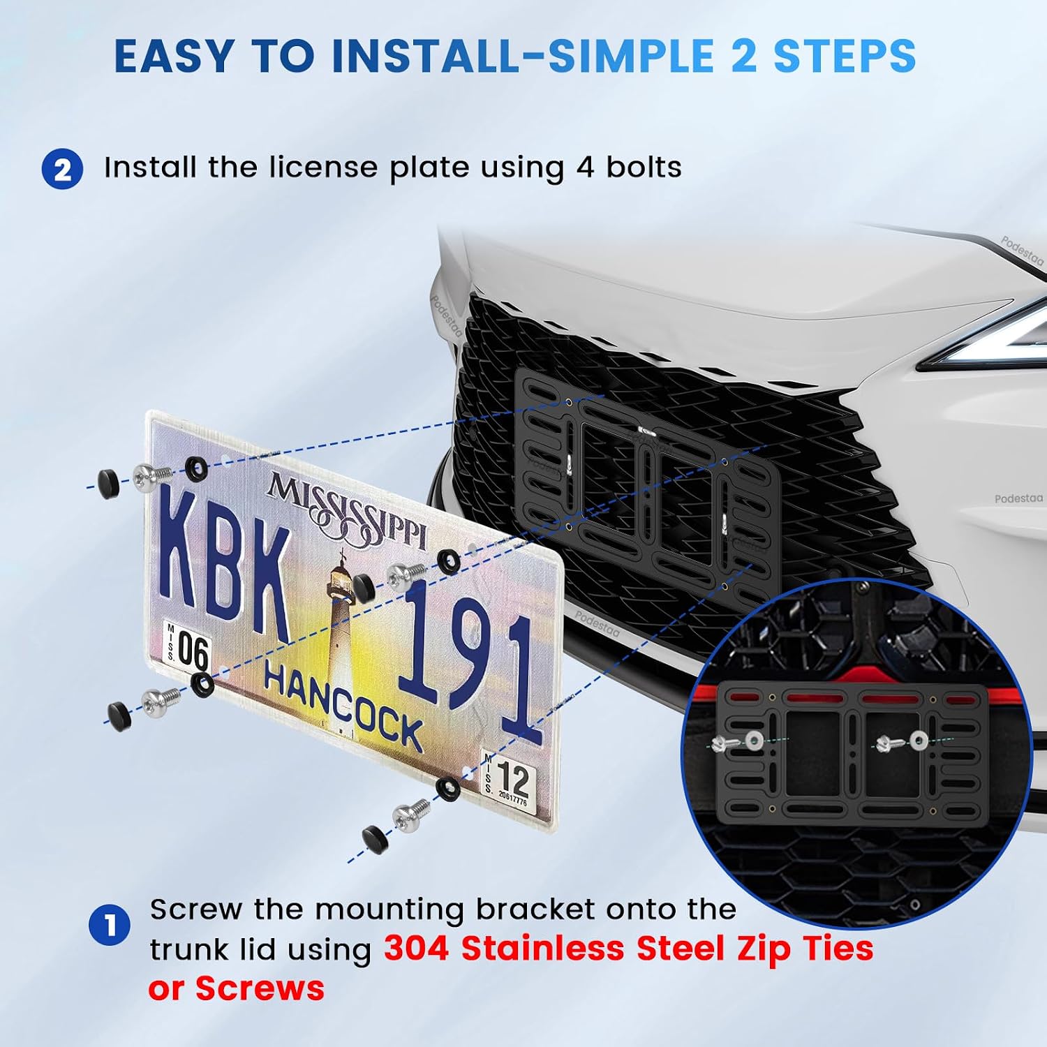 Front License Plate Bracket Holder, Universal Bumper Mount