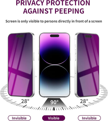 2 Pack Privacy Screen Protector for iPhone 14 Pro Max Tempered Glass 6.7inch Private Saver Anti-Spy Anti-Blue Light Eye Protection Anti-Scratch Full Coverage