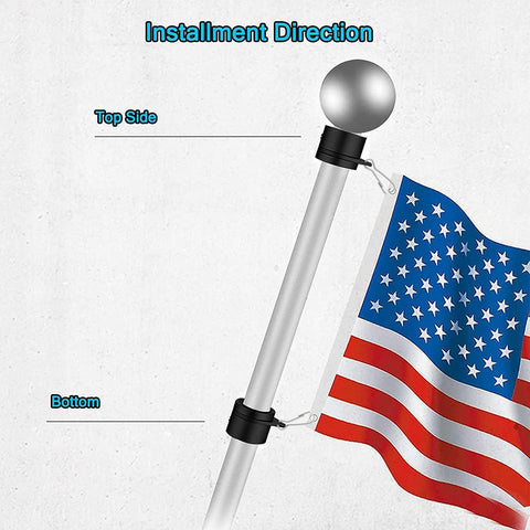 Anovo 1.25" Flag Pole Rings, Aluminum Alloy Flagpole Rings 360° Rotating Anti Wrap Flag Mounting Ring, Spinning Flag Pole Clips with Carabiner for 1.02-1.25 Inch Diameter- Pack of 4 (Black)