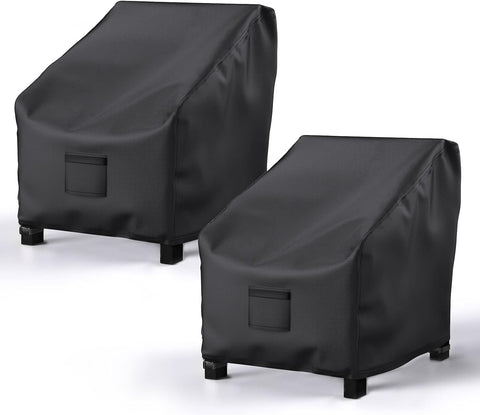 2 Pack Outdoor Patio Chair Covers Waterproof 38"Wx31"Dx29"H, Black