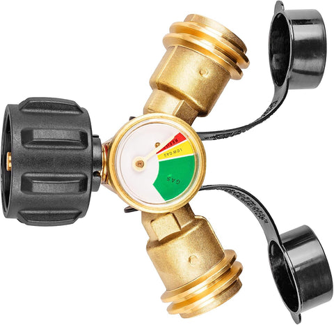 Propane Tank Splitter, Propane Splitter Way with Gauge for Camping