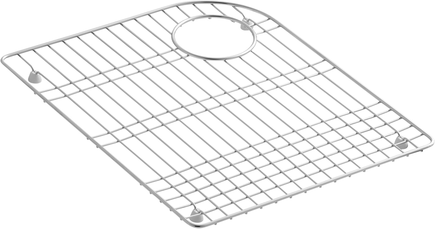 KOHLER K-6001-ST 14.7 Stainless Steel Sink Rack, 17-5/8" x 14-1/4", Use with Executive Chef™ Sinks, Dishwasher Safe, Rubber Feet
